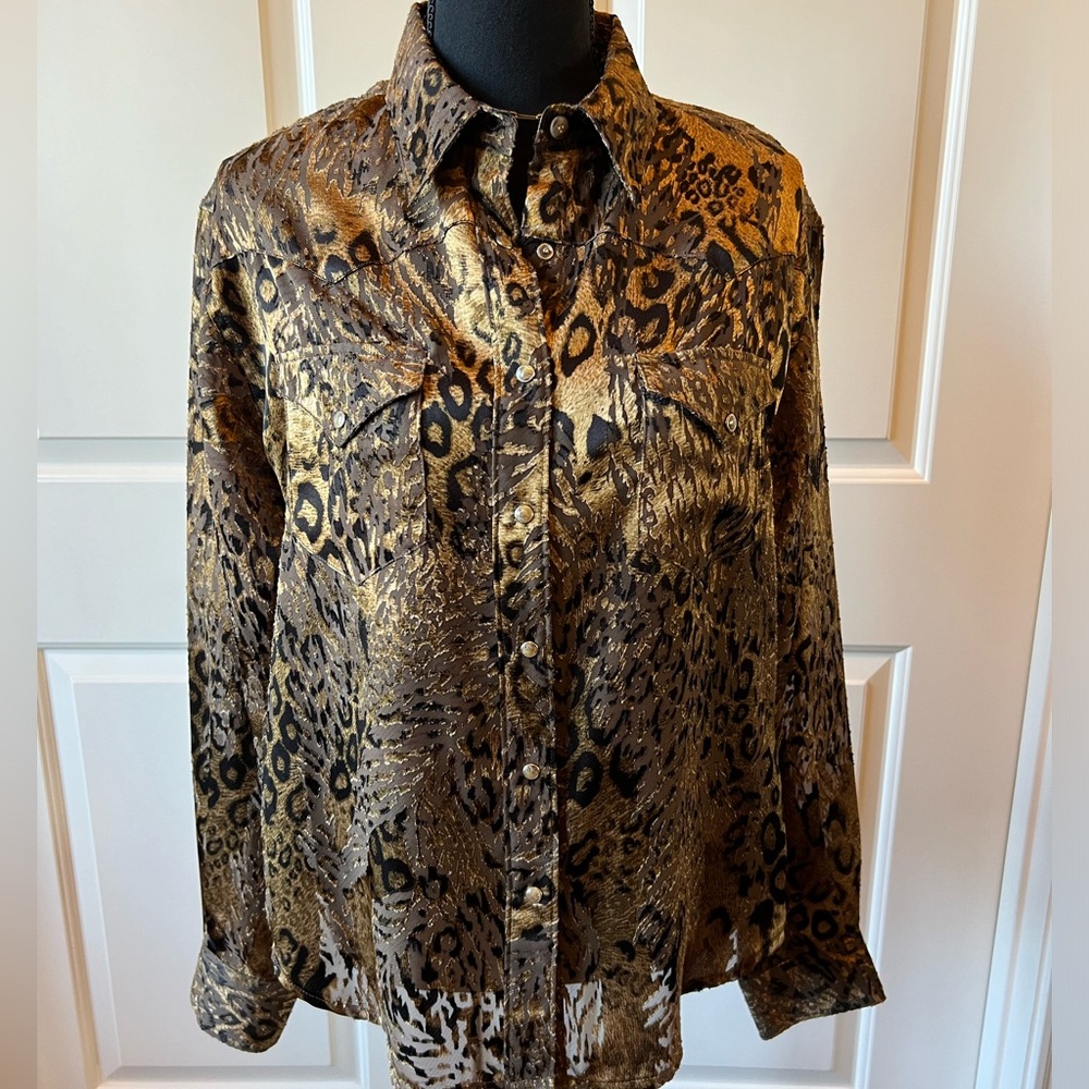 Burned Velvet Animal Print Western Top